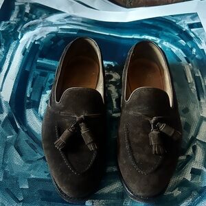 Crockett & Jones Brown Suede Tassel Loafers 9.5D